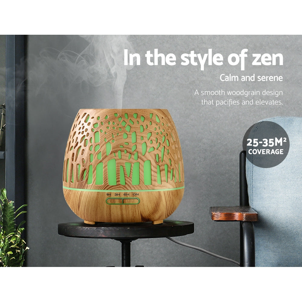 Aroma Diffusers: Devanti Aroma Diffuser Aromatherapy Wood Grain 400ml