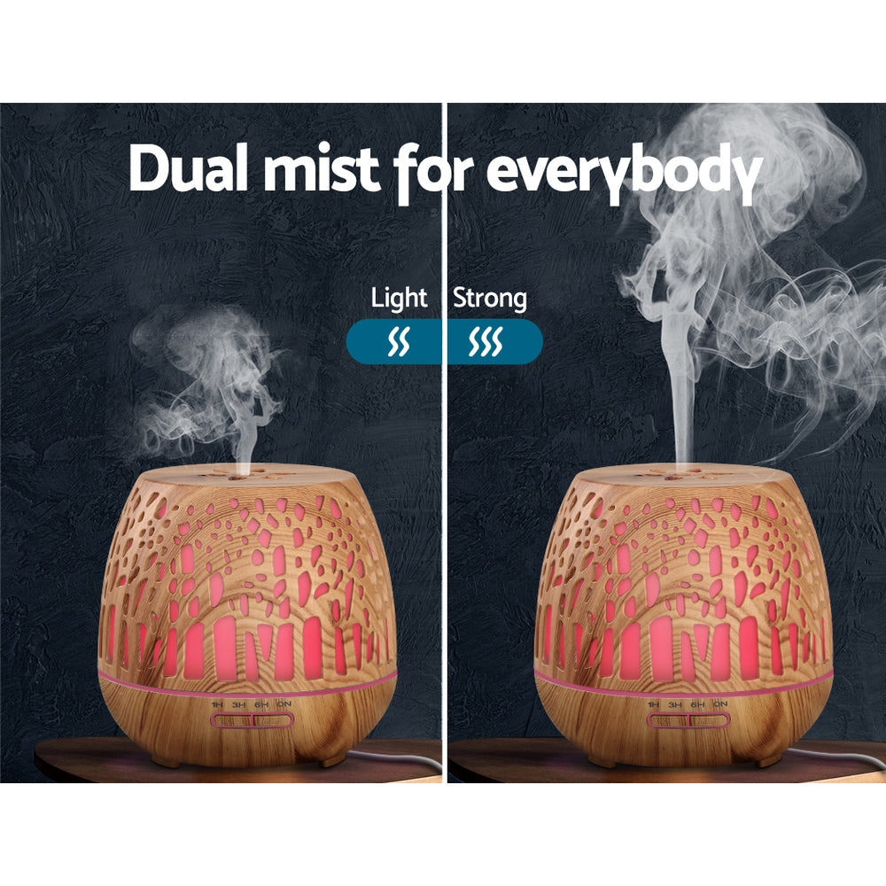 Aroma Diffusers: Devanti Aroma Diffuser Aromatherapy Wood Grain 400ml