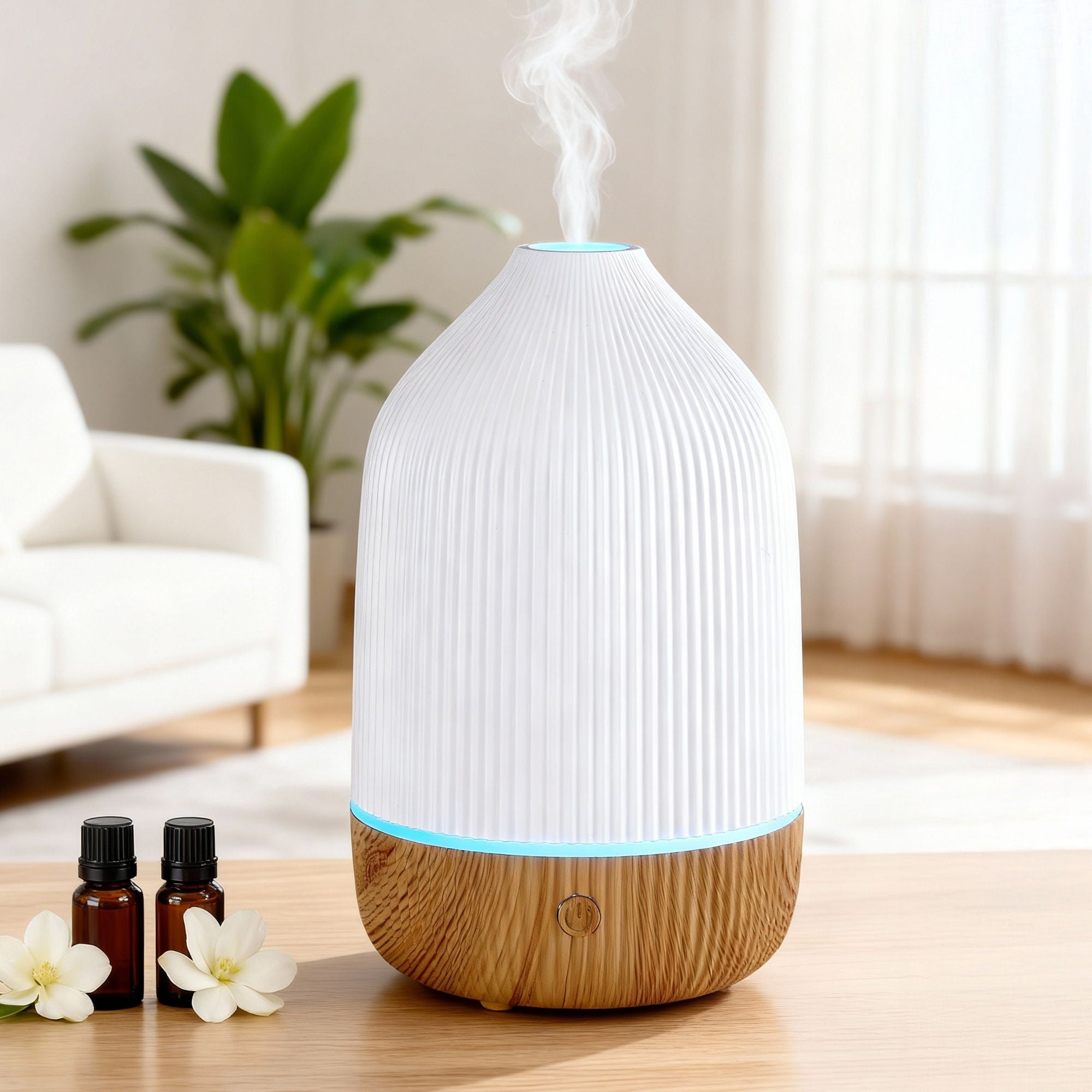 Aroma Diffusers: Devanti Ultrasonic Aroma Diffuser Aromatherapy 100ml LED Lights Iron Humidifier Forest