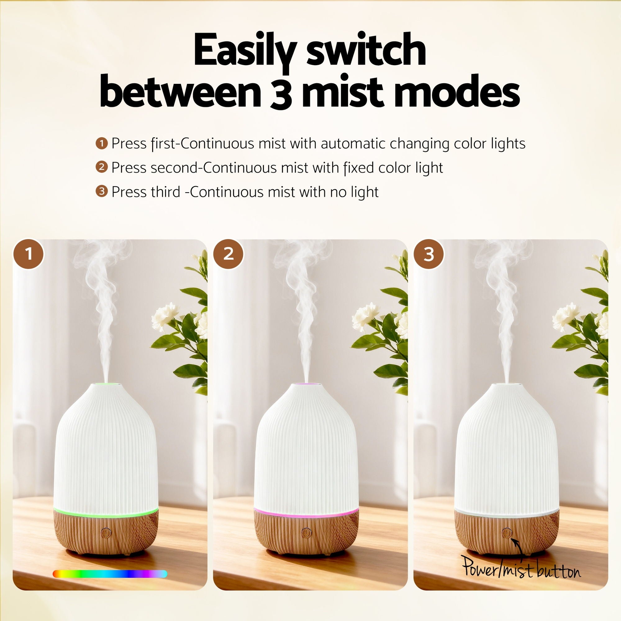 Aroma Diffusers: Devanti Ultrasonic Aroma Diffuser Aromatherapy 100ml LED Lights Iron Humidifier Forest