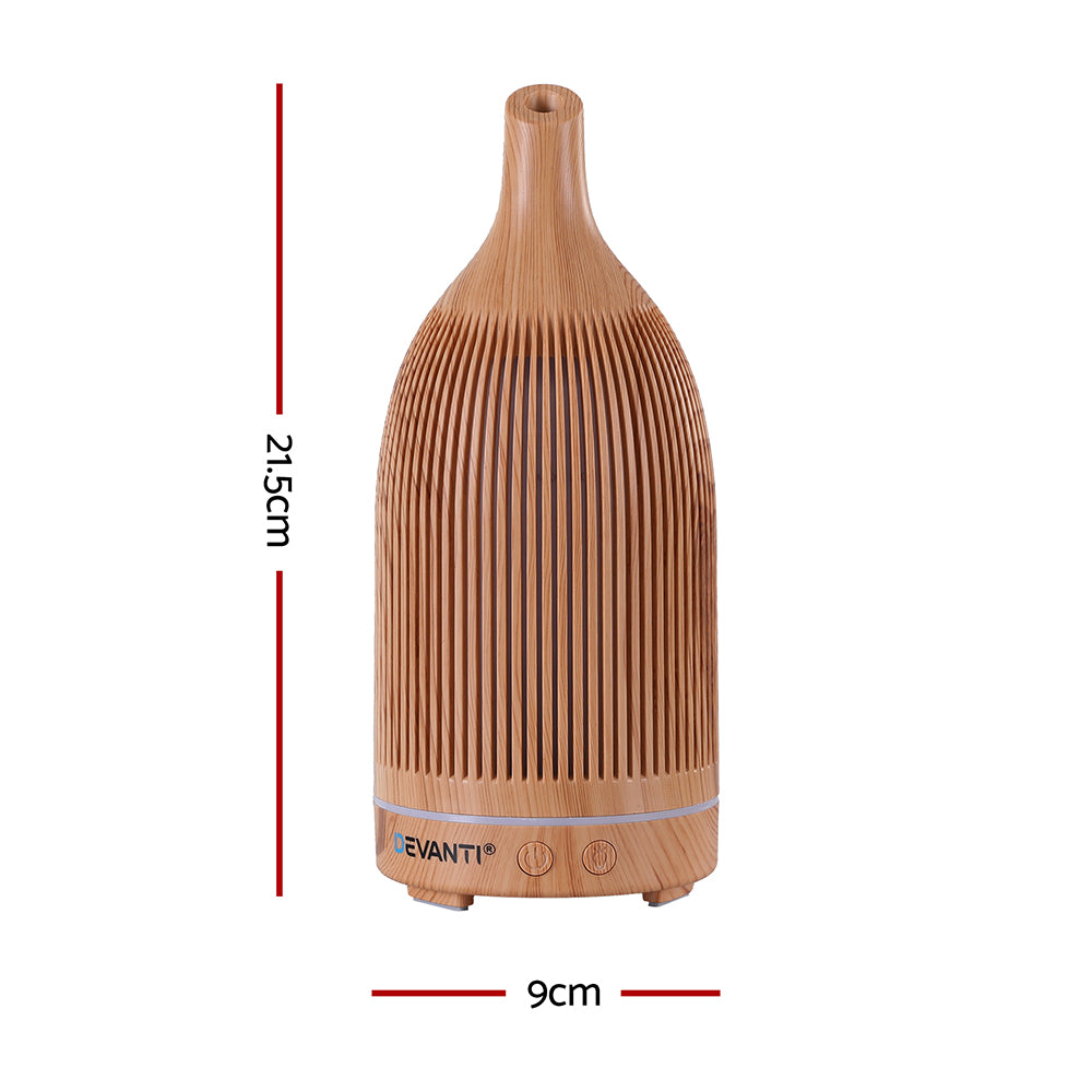 Aroma Diffusers: Devanti Ultrasonic Aroma Diffuser Aromatherapy 200ml LED Lights Iron Humidifier Forest Light wood grain