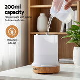 Aroma Diffusers: Devanti Ultrasonic Aroma Diffuser Aromatherapy 200ml LED Lights Iron Humidifier Forest Light wood grain