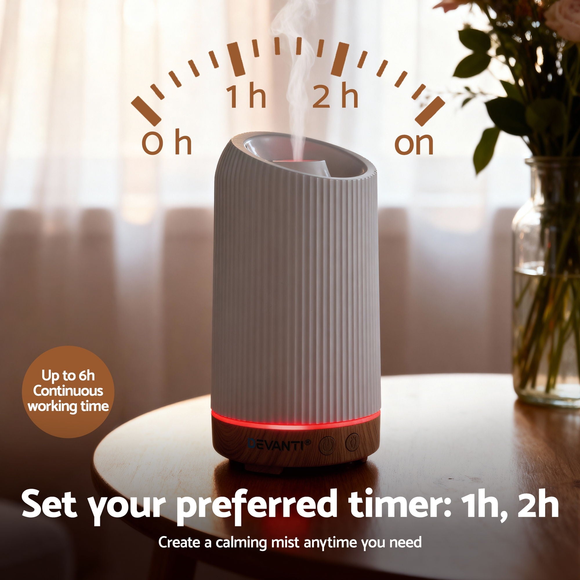 Aroma Diffusers: Devanti Ultrasonic Aroma Diffuser Aromatherapy 200ml LED Lights Iron Humidifier Forest