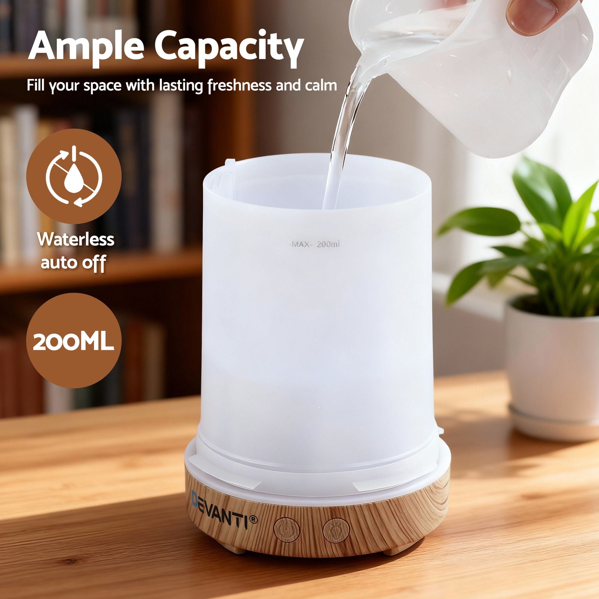 Aroma Diffusers: Devanti Ultrasonic Aroma Diffuser Aromatherapy 200ml LED Lights Iron Humidifier Forest