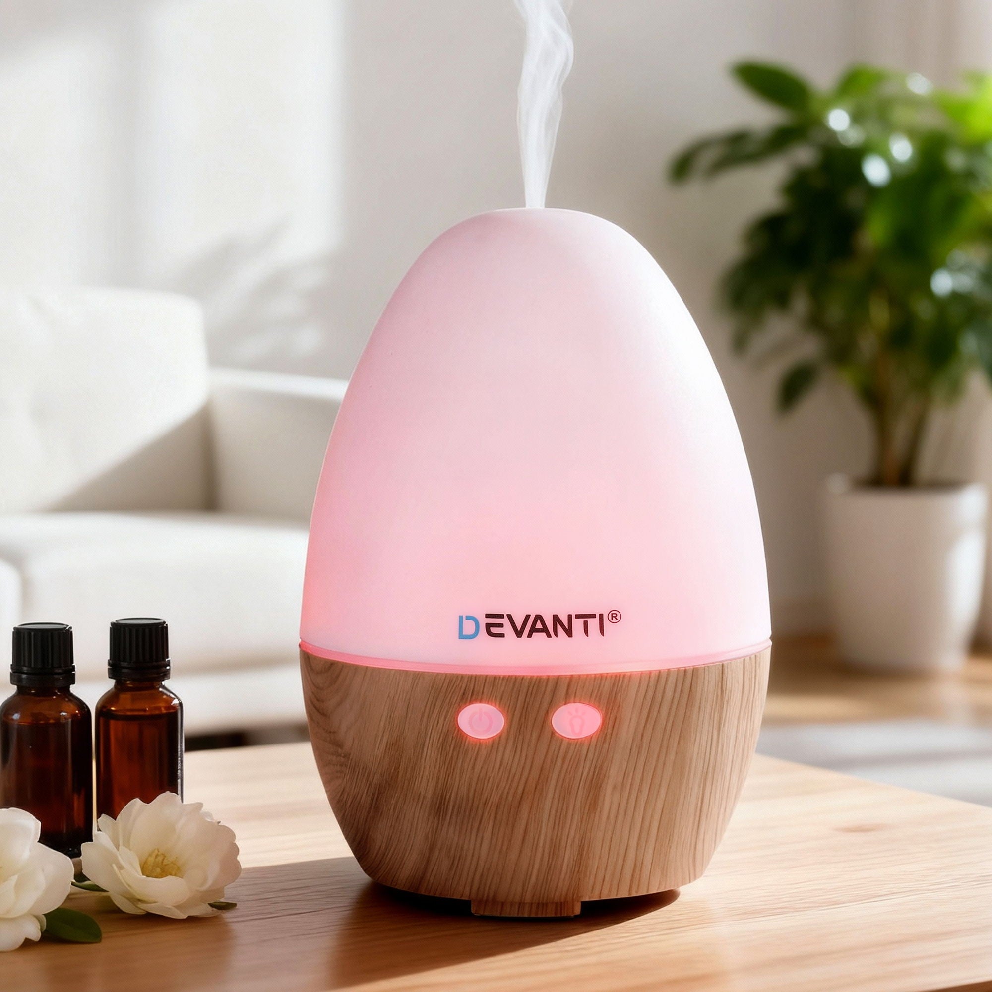 Aroma Diffusers: Devanti Ultrasonic Aroma Diffuser Aromatherapy 130ml LED Lights Iron Humidifier Forest