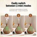 Aroma Diffusers: Devanti Ultrasonic Aroma Diffuser Aromatherapy 400ml LED Lights Iron Humidifier Forest Light wood grain