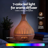 Aroma Diffusers: Devanti Ultrasonic Aroma Diffuser Aromatherapy 400ml LED Lights Iron Humidifier Forest Light wood grain