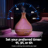 Aroma Diffusers: Devanti Ultrasonic Aroma Diffuser Aromatherapy 400ml LED Lights Iron Humidifier Forest Light wood grain