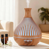 Aroma Diffusers: Devanti Ultrasonic Aroma Diffuser Aromatherapy 400ml LED Lights Iron Humidifier Forest Light wood grain