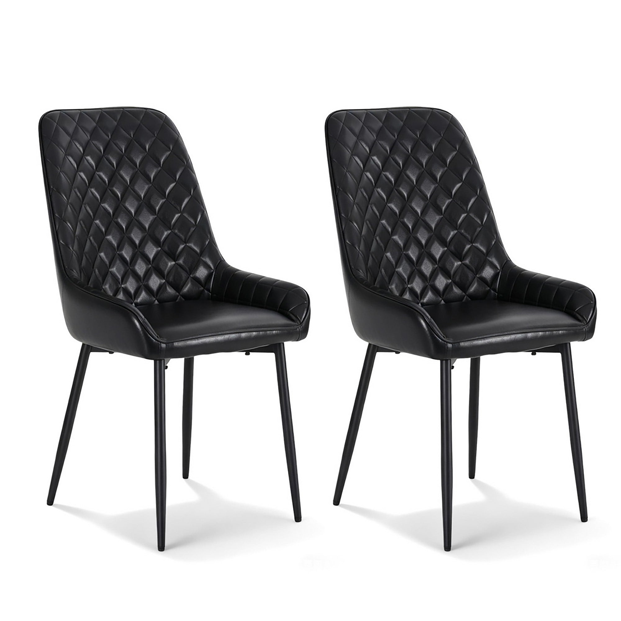 Kitchen & Dining Chairs: Artiss 2x Dining Chairs Retro PU Leather Kitchen Lounge Cafe Accent Chair Black