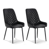 Kitchen & Dining Chairs: Artiss 2x Dining Chairs Retro PU Leather Kitchen Lounge Cafe Accent Chair Black