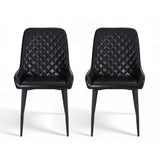 Kitchen & Dining Chairs: Artiss 2x Dining Chairs Retro PU Leather Kitchen Lounge Cafe Accent Chair Black