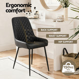 Kitchen & Dining Chairs: Artiss 2x Dining Chairs Retro PU Leather Kitchen Lounge Cafe Accent Chair Black