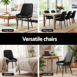 Kitchen & Dining Chairs: Artiss 2x Dining Chairs Retro PU Leather Kitchen Lounge Cafe Accent Chair Black