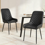 Kitchen & Dining Chairs: Artiss 2x Dining Chairs Retro PU Leather Kitchen Lounge Cafe Accent Chair Black
