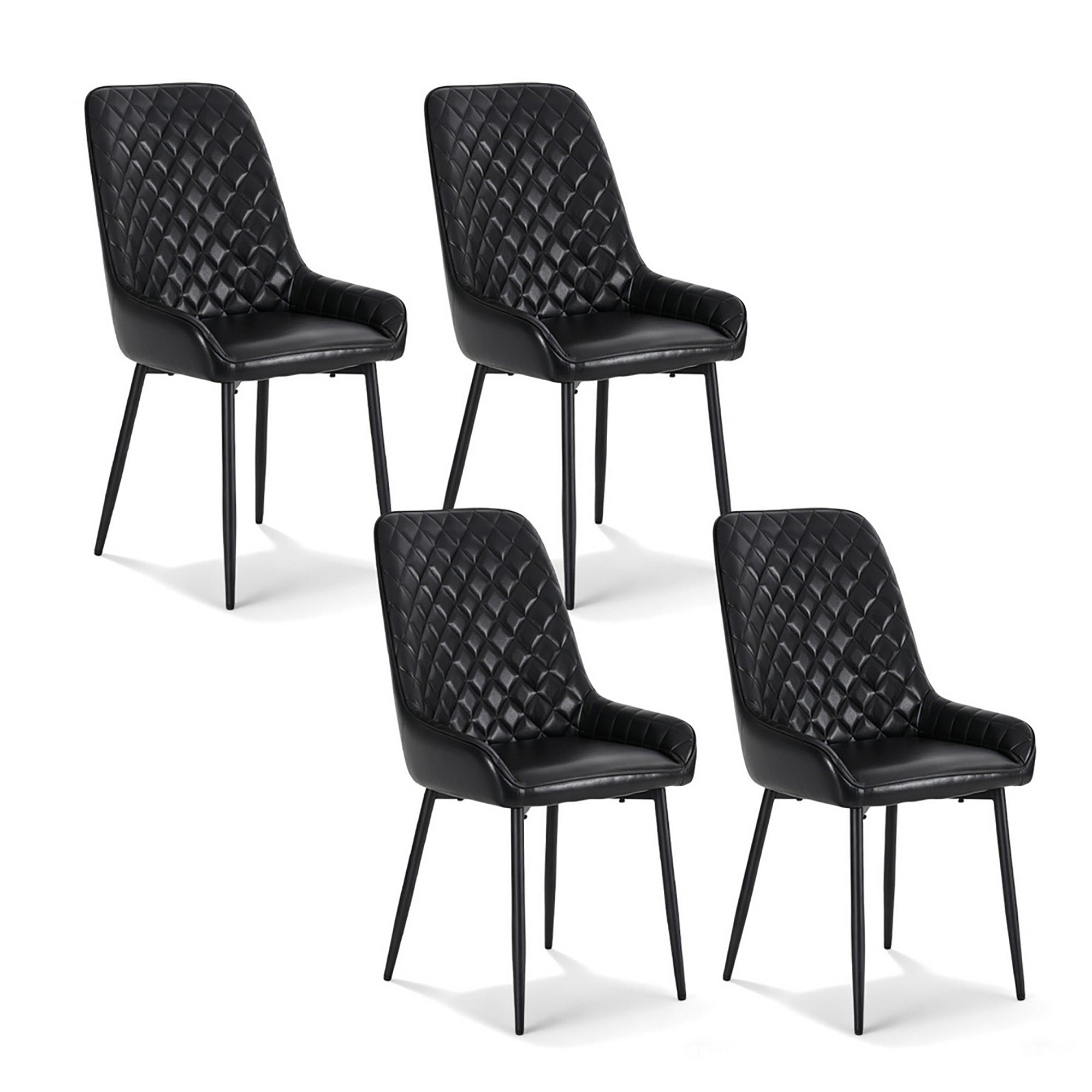 Kitchen & Dining Chairs: Artiss 4x Dining Chairs Retro PU Leather Kitchen Lounge Cafe Accent Chair Black