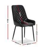 Kitchen & Dining Chairs: Artiss 4x Dining Chairs Retro PU Leather Kitchen Lounge Cafe Accent Chair Black