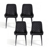 Kitchen & Dining Chairs: Artiss 4x Dining Chairs Retro PU Leather Kitchen Lounge Cafe Accent Chair Black