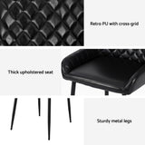 Kitchen & Dining Chairs: Artiss 4x Dining Chairs Retro PU Leather Kitchen Lounge Cafe Accent Chair Black