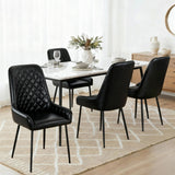 Kitchen & Dining Chairs: Artiss 4x Dining Chairs Retro PU Leather Kitchen Lounge Cafe Accent Chair Black