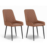 Kitchen & Dining Chairs: Artiss 2x Dining Chairs Retro PU Leather Kitchen Lounge Cafe Accent Chair Brown