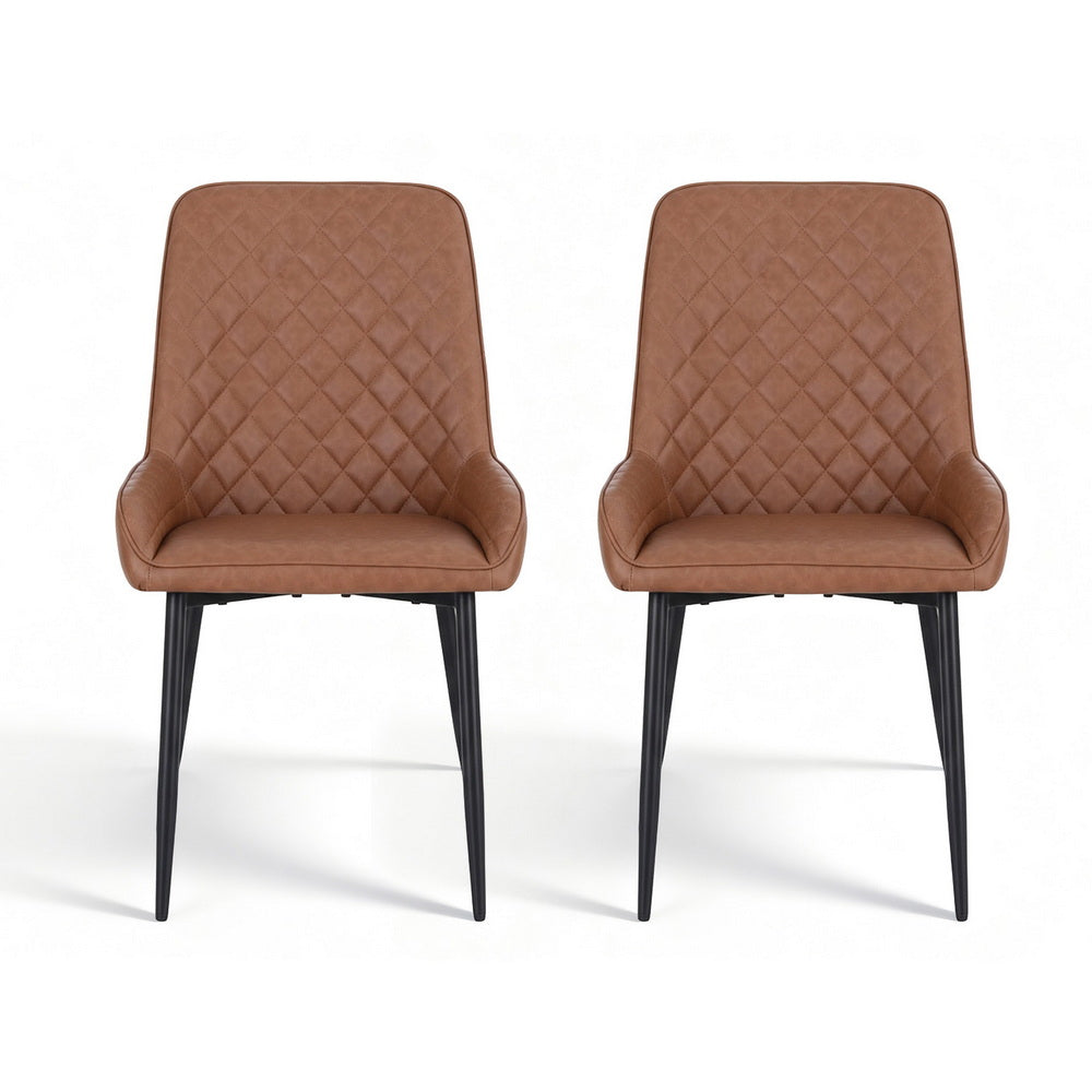 Kitchen & Dining Chairs: Artiss 2x Dining Chairs Retro PU Leather Kitchen Lounge Cafe Accent Chair Brown