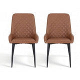 Kitchen & Dining Chairs: Artiss 2x Dining Chairs Retro PU Leather Kitchen Lounge Cafe Accent Chair Brown