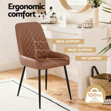 Kitchen & Dining Chairs: Artiss 2x Dining Chairs Retro PU Leather Kitchen Lounge Cafe Accent Chair Brown