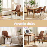 Kitchen & Dining Chairs: Artiss 2x Dining Chairs Retro PU Leather Kitchen Lounge Cafe Accent Chair Brown