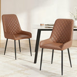 Kitchen & Dining Chairs: Artiss 2x Dining Chairs Retro PU Leather Kitchen Lounge Cafe Accent Chair Brown