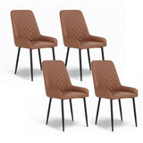 Kitchen & Dining Chairs: Artiss 4x Dining Chairs Retro PU Leather Kitchen Lounge Cafe Accent Chair Brown
