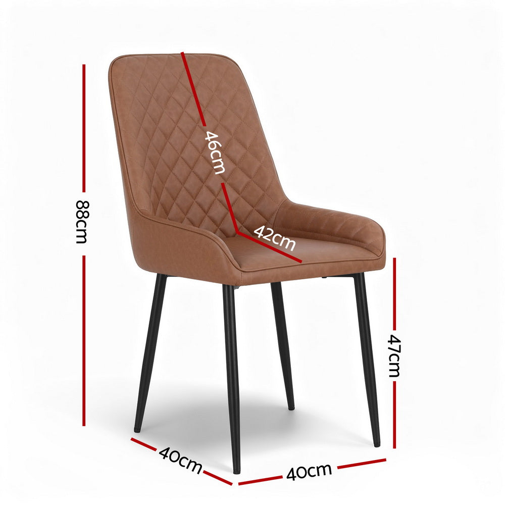 Kitchen & Dining Chairs: Artiss 4x Dining Chairs Retro PU Leather Kitchen Lounge Cafe Accent Chair Brown