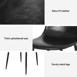 Kitchen & Dining Chairs: Artiss 2x Dining Chairs Retro PU Leather Kitchen Lounge Cafe Accent Chair Black