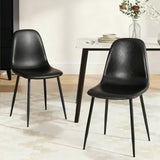 Kitchen & Dining Chairs: Artiss 2x Dining Chairs Retro PU Leather Kitchen Lounge Cafe Accent Chair Black