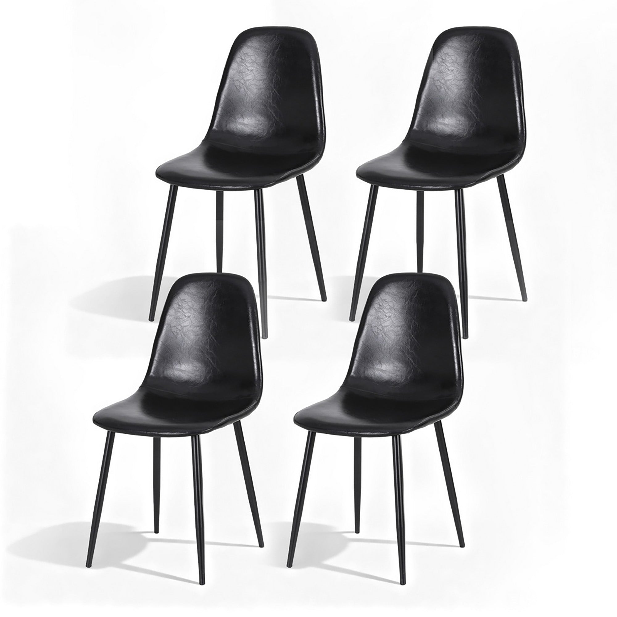 Kitchen & Dining Chairs: Artiss 4x Dining Chairs Retro PU Leather Kitchen Lounge Cafe Accent Chair Black