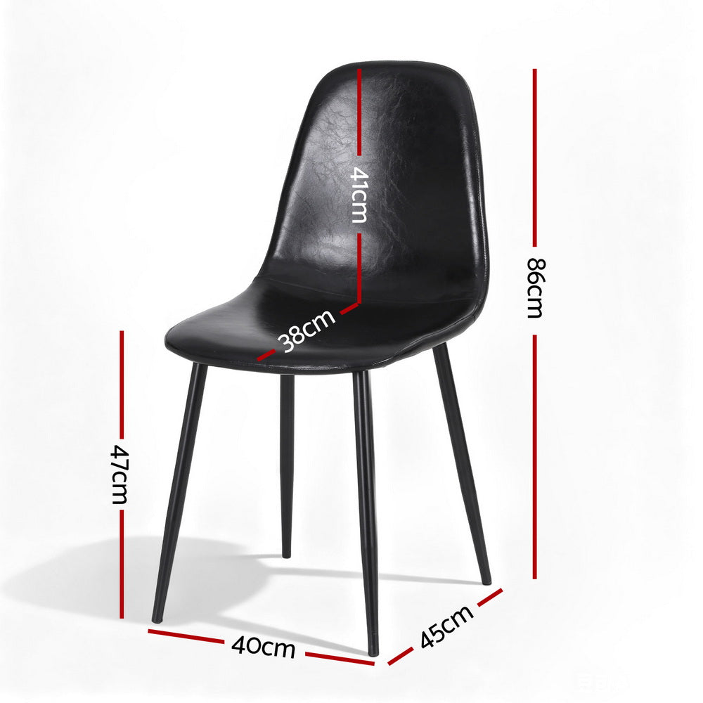 Kitchen & Dining Chairs: Artiss 4x Dining Chairs Retro PU Leather Kitchen Lounge Cafe Accent Chair Black