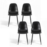 Kitchen & Dining Chairs: Artiss 4x Dining Chairs Retro PU Leather Kitchen Lounge Cafe Accent Chair Black