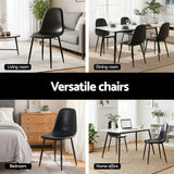 Kitchen & Dining Chairs: Artiss 4x Dining Chairs Retro PU Leather Kitchen Lounge Cafe Accent Chair Black