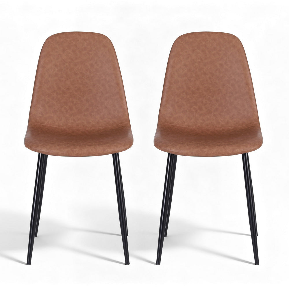 Kitchen & Dining Chairs: Artiss 2x Dining Chairs Retro PU Leather Kitchen Lounge Cafe Accent Chair Brown