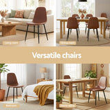 Kitchen & Dining Chairs: Artiss 2x Dining Chairs Retro PU Leather Kitchen Lounge Cafe Accent Chair Brown