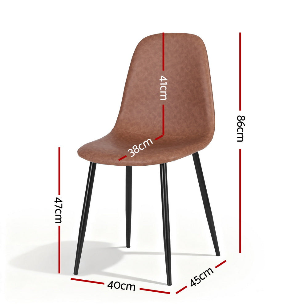 Kitchen & Dining Chairs: Artiss 4x Dining Chairs Retro PU Leather Kitchen Lounge Cafe Accent Chair Brown