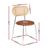 Kitchen & Dining Chairs: Artiss 2x Dining Chairs PU Leather Rattan Kitchen Lounge Cafe Accent Chair Brown