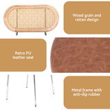 Kitchen & Dining Chairs: Artiss 2x Dining Chairs PU Leather Rattan Kitchen Lounge Cafe Accent Chair Brown