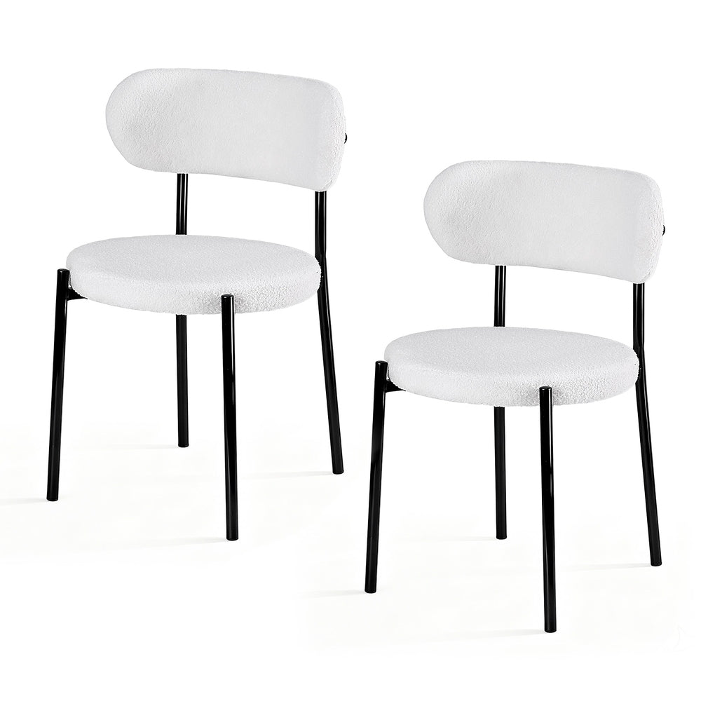 Kitchen & Dining Chairs: Artiss Dining Chairs Set of 2 Sherpa Boucle White