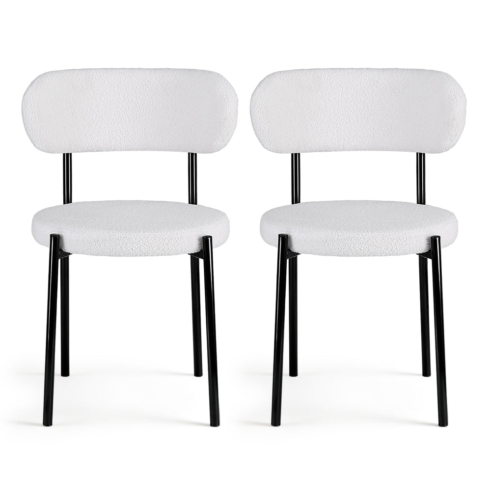 Kitchen & Dining Chairs: Artiss Dining Chairs Set of 2 Sherpa Boucle White