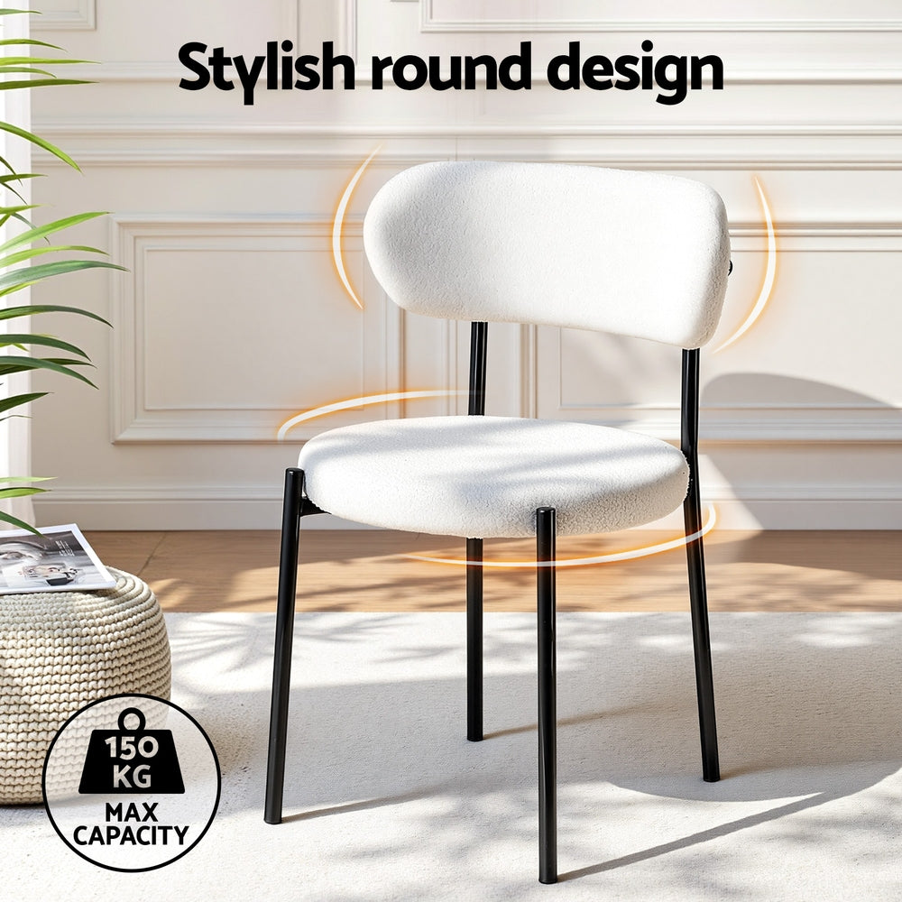 Kitchen & Dining Chairs: Artiss Dining Chairs Set of 2 Sherpa Boucle White