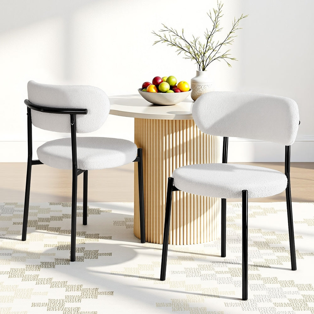 Kitchen & Dining Chairs: Artiss Dining Chairs Set of 2 Sherpa Boucle White