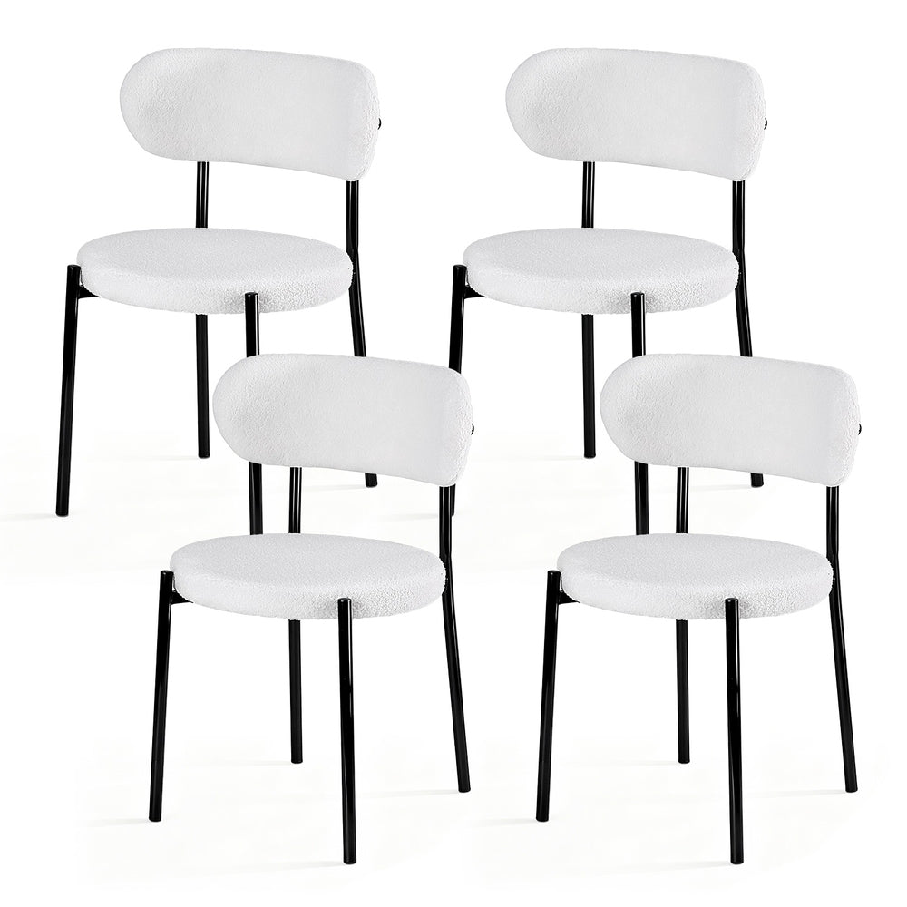 Kitchen & Dining Chairs: Artiss Dining Chairs Set of 4 Sherpa Boucle White
