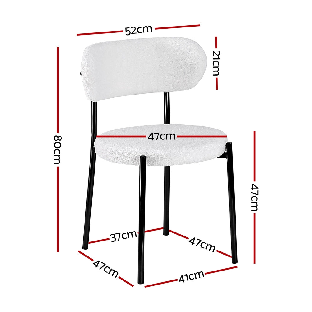 Kitchen & Dining Chairs: Artiss Dining Chairs Set of 4 Sherpa Boucle White