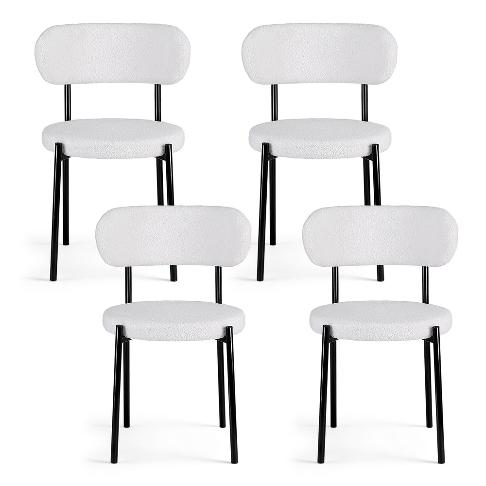 Kitchen & Dining Chairs: Artiss Dining Chairs Set of 4 Sherpa Boucle White